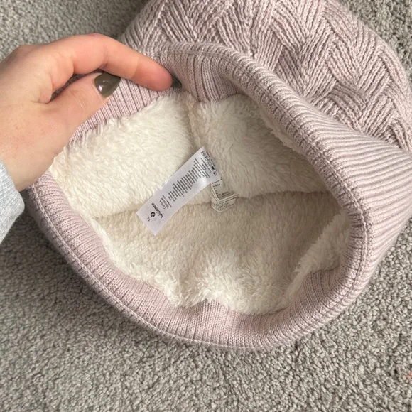 Lululemon Pink Sherpa Knit Beanie with Pom Pom - Picture 5 of 6